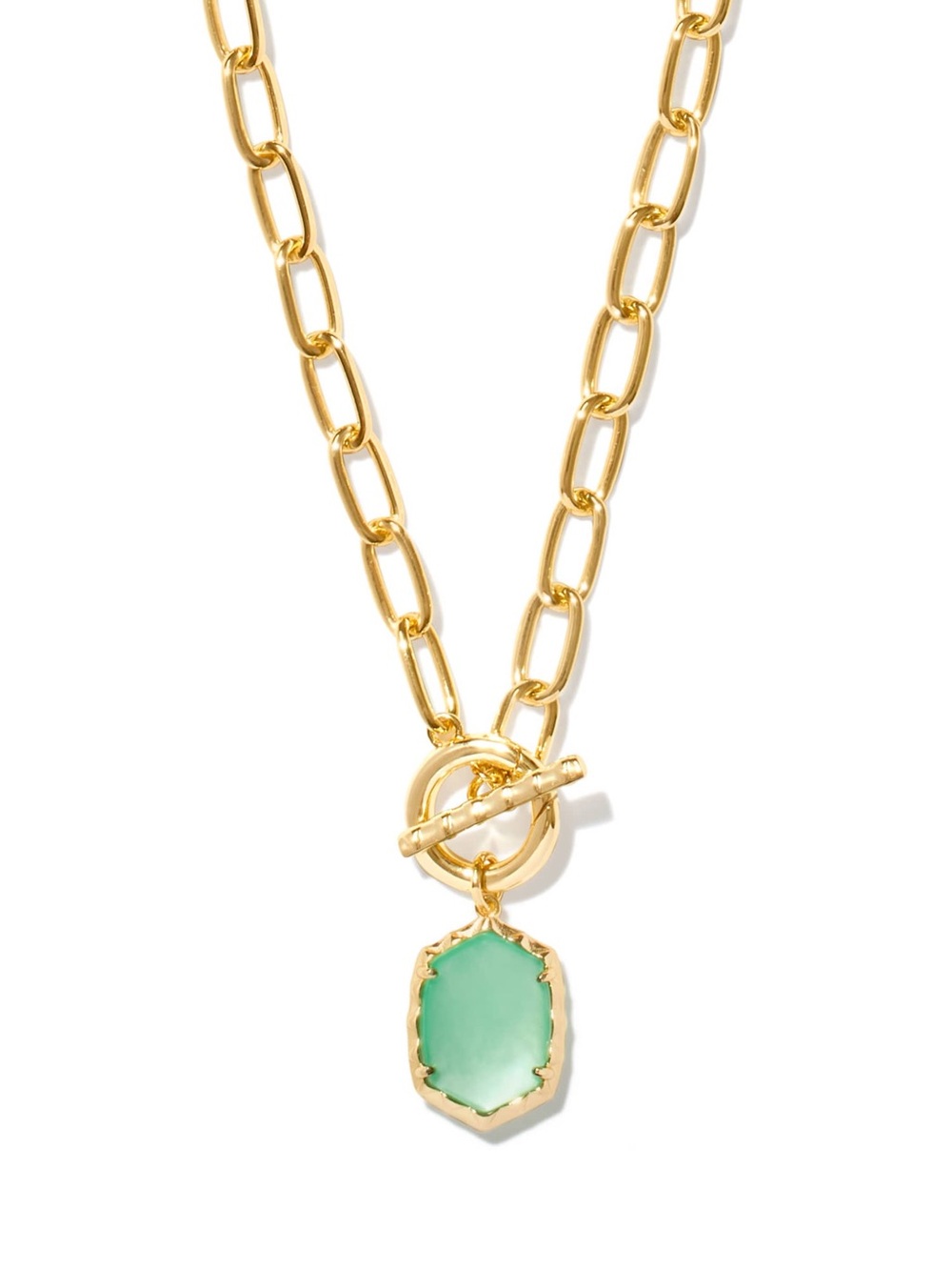 Daphne Convertible Gold Link and Chain Necklace Light Green Mother-of-Pearl NWOT